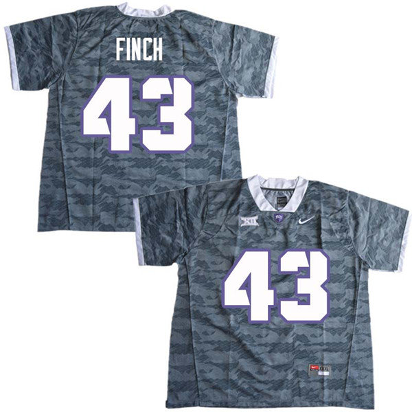 Men #43 Maxwell Finch TCU Horned Frogs College Football Jerseys Sale-Gray - Click Image to Close